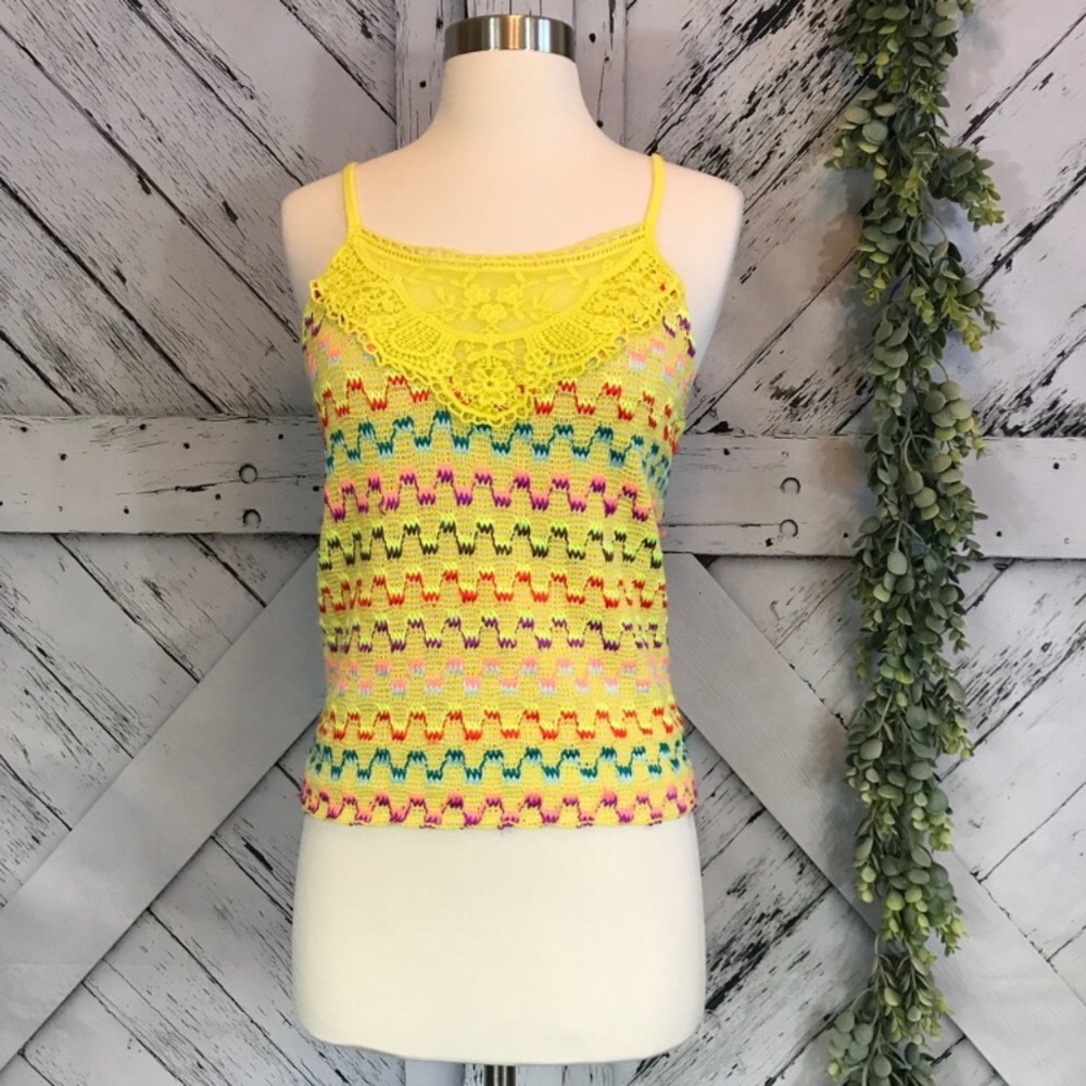 Free People Crochet Knit Lace Tank Top